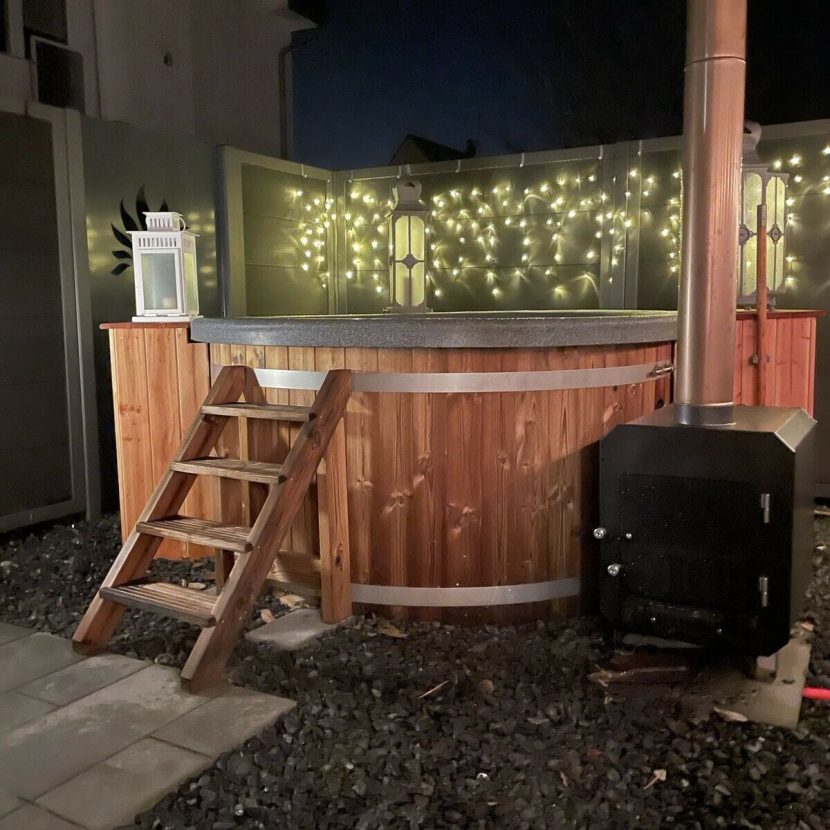 Welltub met externe kachel