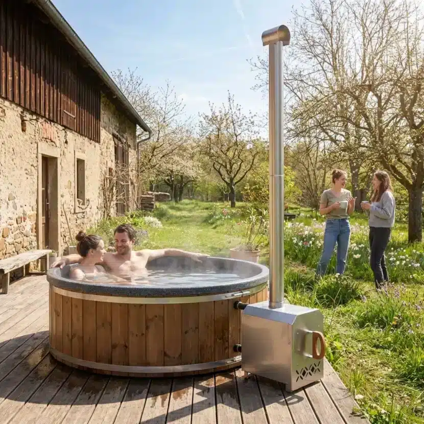 Welltub 2 persoons met externe kachel