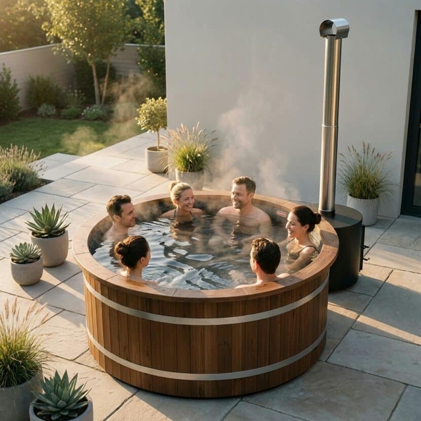 Welltub met externe kachel