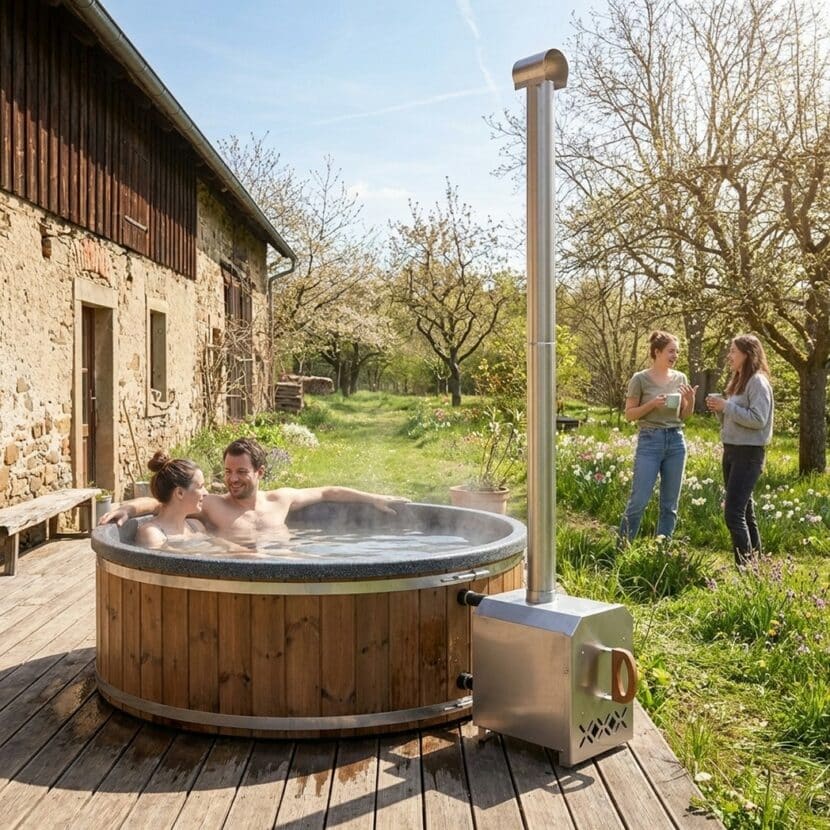 Welltub 2 persoons met externe kachel