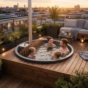 Een hottub op een dakterras of balkon
